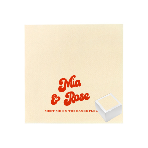 Give the newlyweds a gift to remember, custom wedding napkins reception set! This retro design is perfect for a groovy wedding or 70s inspired wedding aesthetic. 