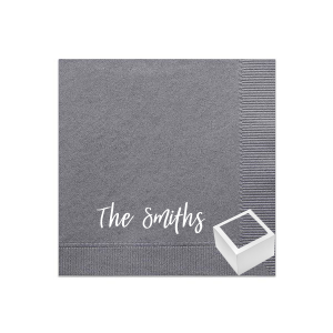 Are you searching for a good quality surprise for your loved ones? This is personalized napkin branded with the last name on it, coming with a minimalistic script design on it.