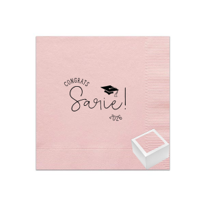 This high quality napkin coming in a gift set this year would be a good way to celebrate. Give them a shiny detail that will be eye-catching, give them the Congrats Grad Cap Napkin Reception Set! 