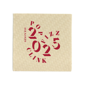 It's that time of the year where you can decorate your home with this beautiful Pop Fizz & Clink Napkin branded with your own name on it! Bring a that vibe into your home! 
