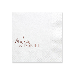 Decorate your special Wedding event with your own names branded on this beautiful napkin. It has really beautiful White Lotus graphics on it which will definitely match your style. Leave them speechless!