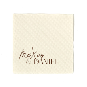 Decorate your special Wedding event with your own names branded on this beautiful napkin. It has really beautiful White Lotus graphics on it which will definitely match your style. Leave them speechless!