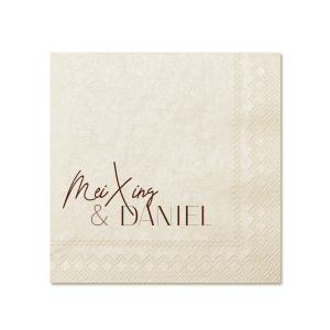Decorate your special Wedding event with your own names branded on this beautiful napkin. It has really beautiful White Lotus graphics on it which will definitely match your style. Leave them speechless!