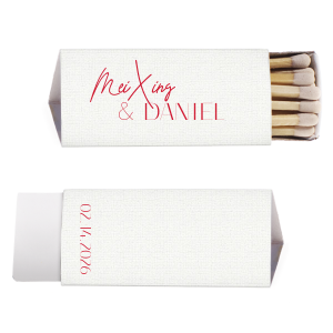 These White Lotus Wedding Matches feature handwritten-style lettering of the couple’s names paired with a clean event date on the reverse for a minimalist statement. Customize yours to add a refined detail that ties your celebration together. Lovely for wedding receptions or rehearsal dinner favors!