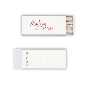 These White Lotus Wedding Matches feature handwritten-style lettering of the couple’s names paired with a clean event date on the reverse for a minimalist statement. Customize yours to add a refined detail that ties your celebration together. Lovely for wedding receptions or rehearsal dinner favors!