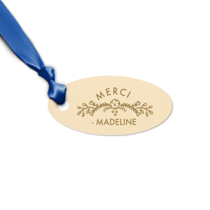 Elevate your gifting experience with our exquisite personalized gift tag, crafted using the timeless art of letterpress printing. This tag embodies elegance with a charming "Merci Beaucoup" message, perfect for expressing gratitude.