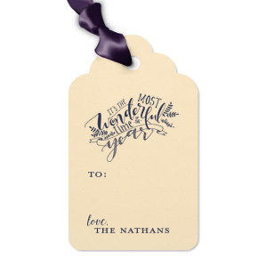 Our custom Poptone Convertible Red Luggage Gift Tag with Satin 18 Kt. Gold Foil has a The Most Wonderful Time graphic and is good for use in Christmas and Holiday themed parties and couldn't be more perfect. It's time to show off your impeccable taste.