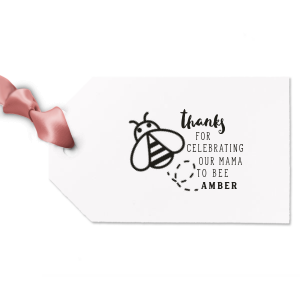 Personalized Poptone Tiffany Blue Diamond Gift Tag with Shiny 18 Kt Gold Foil has a Bumble Bee graphic and is good for use in Animals, Baby Animals, Baby Shower themed parties and will give your party the personalized touch every host desires.