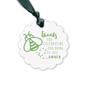 Personalized Poptone Tiffany Blue Diamond Gift Tag with Shiny 18 Kt Gold Foil has a Bumble Bee graphic and is good for use in Animals, Baby Animals, Baby Shower themed parties and will give your party the personalized touch every host desires.