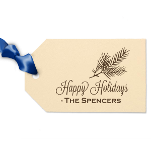 Personalized Natural Leaf Double Point Gift Tag with Shiny 18 Kt Gold Foil has a Pine graphic and is good for use in Floral, Outdoors, Organic themed parties and will give your party the personalized touch every host desires.