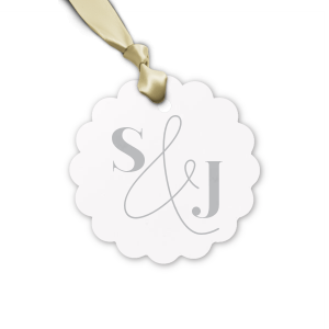 Elevate your event's aesthetics with the custom Bold Initials Letterpress Petal Gift Tags. Their petal-inspired design combines durability with ethereal elegance.
