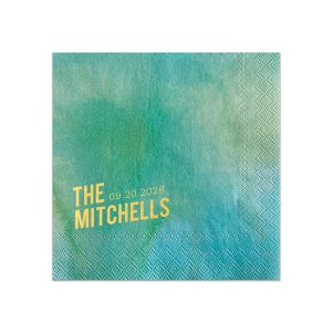 This minimal napkin is perfect for a wedding or entertaining at home. Include your family event and date. 