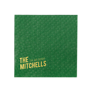 This minimal napkin is perfect for a wedding or entertaining at home. Include your family event and date. 