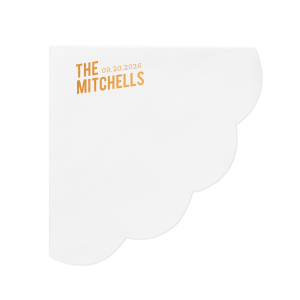 This minimal napkin is perfect for a wedding or entertaining at home. Include your family event and date. 