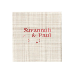 The Retro Wedding Names Napkin features rounded lettering of the couple's names paired with twinkling star accents for a celebratory look. Set it out to add warmth and personality to your table setting. Just right for engagement parties or weddings!