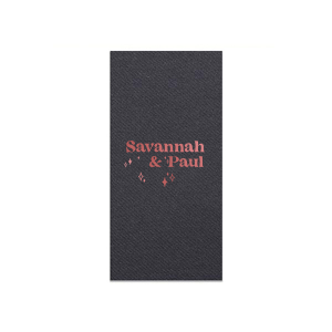 The Retro Wedding Names Napkin features rounded lettering of the couple's names paired with twinkling star accents for a celebratory look. Set it out to add warmth and personality to your table setting. Just right for engagement parties or weddings!
