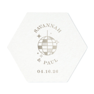 The Retro Wedding Coaster is here with an amazing graphics with a Disco Ball and your name on it! Let's celebrate in style, bring your favorite coasters and put your favorite drink on them! Everyone will love them! 