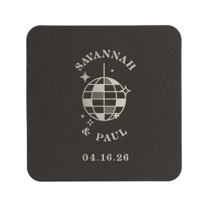 The Retro Wedding Coaster is here with an amazing graphics with a Disco Ball and your name on it! Let's celebrate in style, bring your favorite coasters and put your favorite drink on them! Everyone will love them! 