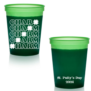 Our new custom St. Patrick's Day Cups with Charm Clover graphics would look great on your party while holding your favorite drink. They can help you create a fun and festive atmosphere. Everyone will love them! 