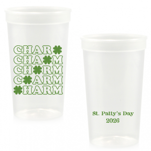 Our new custom St. Patrick's Day Cups with Charm Clover graphics would look great on your party while holding your favorite drink. They can help you create a fun and festive atmosphere. Everyone will love them! 