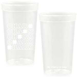 Our new custom St. Patrick's Day Cups with Charm Clover graphics would look great on your party while holding your favorite drink. They can help you create a fun and festive atmosphere. Everyone will love them! 
