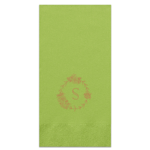 The Peony Frame Monogram Initial Napkin embodies Victorian elegance with its detailed floral arrangement of peonies, symbolizing happiness and prosperity. With the celebrant's initial in the center, this napkin conveys an air of sophistication and natural beauty. 