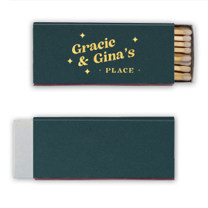 This Retro Sparkles Our Name matchbox features warm golden lettering, playful starburst accents, and the ability to add your names on a soft cream background. Add a personalized, lounge-inspired touch that guests will notice. Perfect to pair with a housewarming celebration!