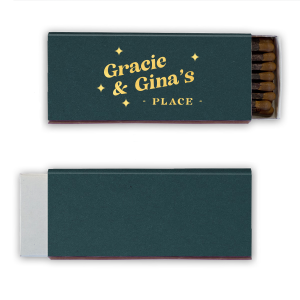 This Retro Sparkles Our Name matchbox features warm golden lettering, playful starburst accents, and the ability to add your names on a soft cream background. Add a personalized, lounge-inspired touch that guests will notice. Perfect to pair with a housewarming celebration!