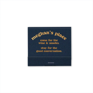Your Apartment Matchbook showcases arched lettering to displace your name and the phrase “come for the wine & snacks, stay for the good conversation.” Spark cozy vibes and playful hospitality with every strike. Perfect for dinner parties or hostess gifts.