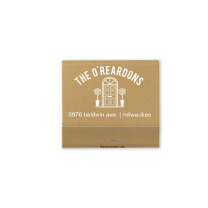 The Family Front Door Matches features a welcoming doorway sketch, charming potted accents, and arched typography with customizable name, address, and city. Add it to your entry table to create a warm first impression that guests remember. Ideal for housewarmings and new-home celebrations!
