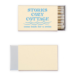 The Waves Come Back For A Swim Matchbook features bold lettering and flowing wave lines for a relaxed, welcoming feel. Add it to create a warm detail that invites guests to linger. Ideal for weekend getaways or lakeside gatherings.
