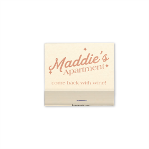 Enhance your home's ambiance with our "My Apartment Sparkle" personalized matches, the perfect welcoming gift for friends and guests alike. These custom-printed matchbooks add a cozy and inviting touch to any living space, ensuring that your visitors will appreciate the thoughtful and unique detail as soon as they step in.