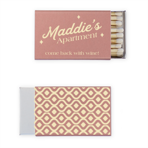 Enhance your home's ambiance with our "My Apartment Sparkle" personalized matches, the perfect welcoming gift for friends and guests alike. These custom-printed matchbooks add a cozy and inviting touch to any living space, ensuring that your visitors will appreciate the thoughtful and unique detail as soon as they step in.