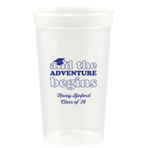 And The Adventure Begins, meet this new customizable Stadium Cup which will fit perfectly on your Grad Party! Get your own name branded on this cup and surprise the others!
