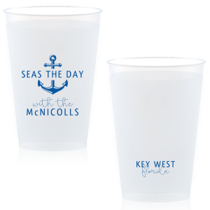 ForYourParty's personalized Matte Stone Blue Ink 16 oz Frost Flex Cup with Matte Stone Blue Ink Cup Ink Colors has a Anchor Frame graphic and is good for use in Travel, Beach/Nautical, Father's Day themed parties and will add that special attention to detail that cannot be overlooked.