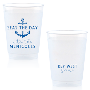 ForYourParty's personalized Matte Stone Blue Ink 16 oz Frost Flex Cup with Matte Stone Blue Ink Cup Ink Colors has a Anchor Frame graphic and is good for use in Travel, Beach/Nautical, Father's Day themed parties and will add that special attention to detail that cannot be overlooked.