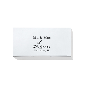 Step up your gifting game with the Modern Mr & Mrs Wedding Gift Box. Marrying tradition and elegance, this box celebrates the nuptials with a chic block print alongside the flowing script of the shared surname and wedding locale. It's a timeless keepsake that wows every guest.