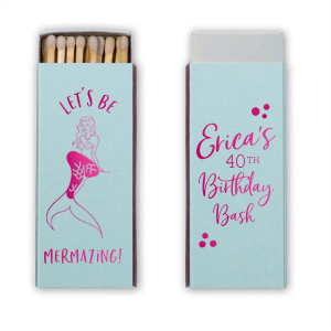 Dive into enchantment with the Mermazing Matchbox. Featuring a stunning mermaid graphic at center stage, this design is perfect for celebrating the mermaid lover in your life. Whether it's a birthday, bachelorette party, or any special occasion, let your inner mermaid shine and make waves with this mermazing matchbox!

