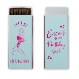 Dive into enchantment with the Mermazing Matchbox. Featuring a stunning mermaid graphic at center stage, this design is perfect for celebrating the mermaid lover in your life. Whether it's a birthday, bachelorette party, or any special occasion, let your inner mermaid shine and make waves with this mermazing matchbox!

