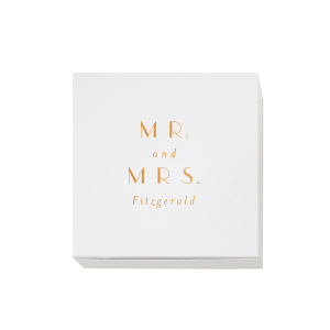 The ever-popular Stardream Crystal White Rectangle Box with Shiny Rose Gold Foil will make your guests swoon. Personalize your party's theme today.