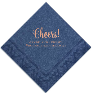 ForYourParty's elegant Navy Shimmer Cocktail Napkin with Shiny Rose Gold Foil can't be beat. Showcase your style in every detail of your party's theme!