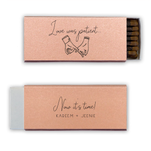 The ever-popular Stardream Blush Classic Matchbox with Matte Navy Foil has a Pinky Promise graphic and is good for use in Wedding themed parties and couldn't be more perfect. It's time to show off your impeccable taste.