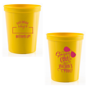 Make a splash with the Staying Cool Pool Party Cup. One side features a playful spot to write your name, ensuring your drink never goes adrift. The other side boasts cool sunglasses and the phrase "Staying Cool by the Pool," perfect for turning any pool party into a hullaballoo of fun!

