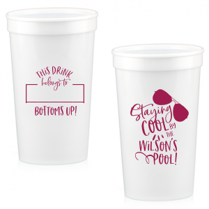 Make a splash with the Staying Cool Pool Party Cup. One side features a playful spot to write your name, ensuring your drink never goes adrift. The other side boasts cool sunglasses and the phrase "Staying Cool by the Pool," perfect for turning any pool party into a hullaballoo of fun!

