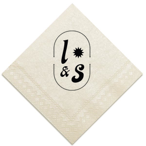 The Sunburst Initial Napkin features bold initials framed by a modern oval emblem with a sunburst accent. Add it to your powder room or dining table to create a polished, custom look guests will notice. Perfect for weddings, housewarmings, or elevated entertaining!