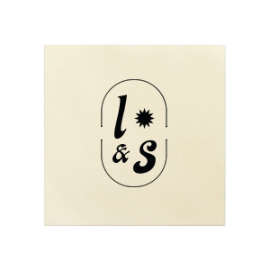 The Sunburst Initial Napkin features bold initials framed by a modern oval emblem with a sunburst accent. Add it to your powder room or dining table to create a polished, custom look guests will notice. Perfect for weddings, housewarmings, or elevated entertaining!