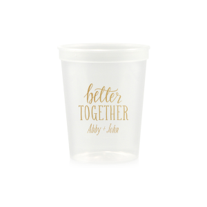 Raise a toast with the Better Together Cup a tribute that embodies the idea that life's journey is richest when shared. The bold script 'Better' pairs seamlessly with 'Together' in caps, crowned with the couple’s name, symbolizing the strength and vibrancy of togetherness in every celebratory sip.