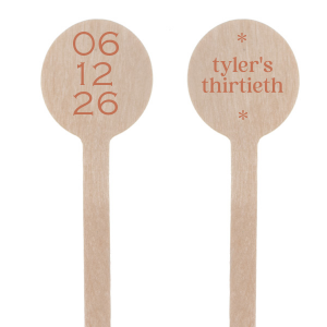 Customize this minimal and modern stir stick to celebrate your birthday bash. Featuring a earthy tree ring design, this can be personalized with your name and birthday year. 