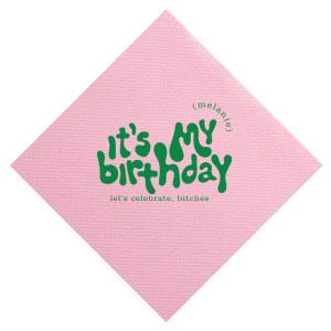 Celebrate your birthday in style! This groovy birthday napkin will bring the party at your event. Personalize with your name. 