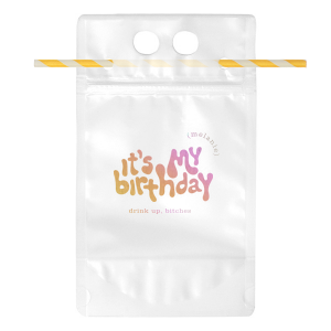 Celebrate your birthday in style! This groovy drink pouch will add a touch of style to your special day. 